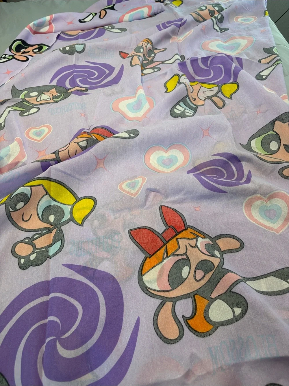 Powerpuff Vintage Flat Sheet Twin Y2K Purple